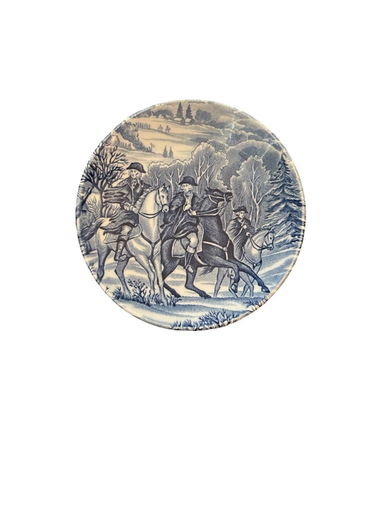 Staffordshire Other - Vintage Liberty Blue Staffordshire Ironstone Coaster Washington at Valley Forge